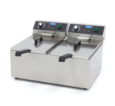 Friteuse - 2 x 11 L - 2 paniers - jusqu'à 2,8 kg de frites Friteuse - 2 x 11 L - 2 paniers - jusqu'à 2,8 kg de frites