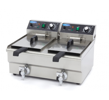 Friteuse Professionnelle Double Bac 2 x 13L avec Vidange Inox Friteuse Professionnelle Double Bac 2 x 13L avec Vidange Inox