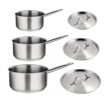 Ensemble 3 casseroles et couvercles inox Vogue Cook Like A Pro Ensemble 3 casseroles et couvercles inox Vogue Cook Like A Pro