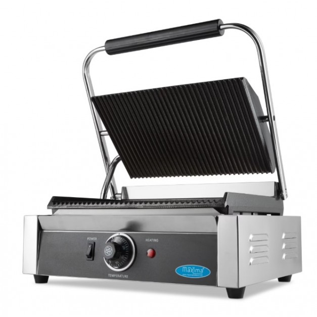 Grill de Contact Professionnel Maxima MCG Panini – Plaque Rainurée Fonte 33,5 cm