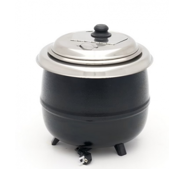 Marmite à soupe électrique professionnelle 13 L inox avec pot intérieur amovible et couvercle à encoche pour louche