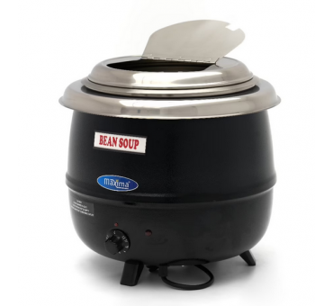 Marmite à soupe électrique professionnelle 13 L inox avec pot intérieur amovible et couvercle à encoche pour louche