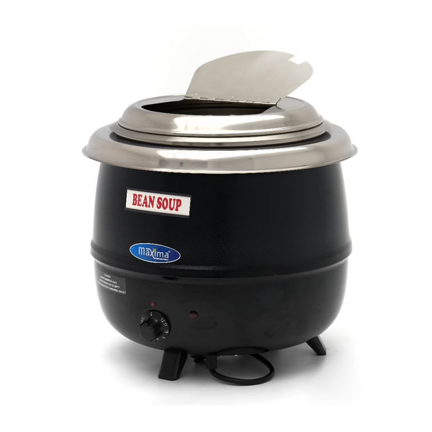 Marmite à soupe électrique professionnelle 13 L inox avec pot intérieur amovible et couvercle à encoche pour louche
