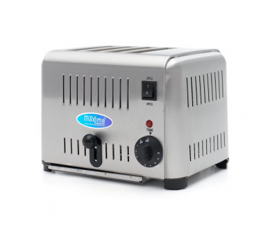Grille-pain professionnel inox Maxima MT-4 – 4 tranches avec minuterie 1–5 min (1800 W)