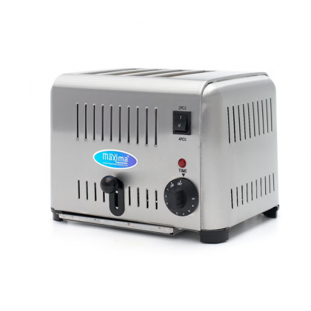Grille-pain professionnel inox Maxima MT-4 – 4 tranches avec minuterie 1–5 min (1800 W)