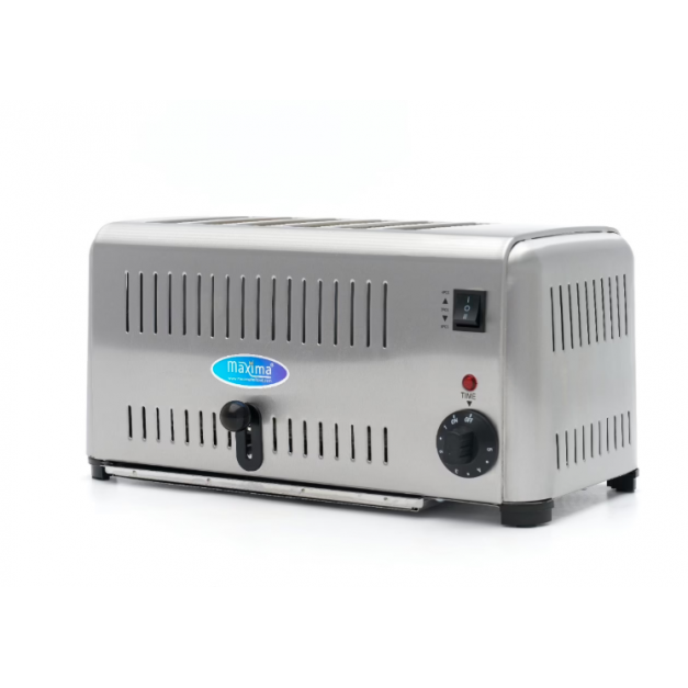 Grille-pain professionnel inox Maxima MT-6 tranches avec sélecteur 2/4/6 et minuterie (2570 W)