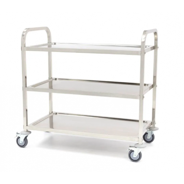 Chariot de service inox professionnel Maxima 3 plateaux pour restauration CHR
