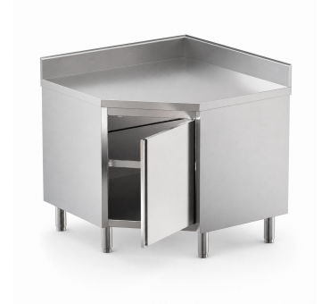 Meuble bas d'angle inox CHR Dosseret 600/700 avec porte battante