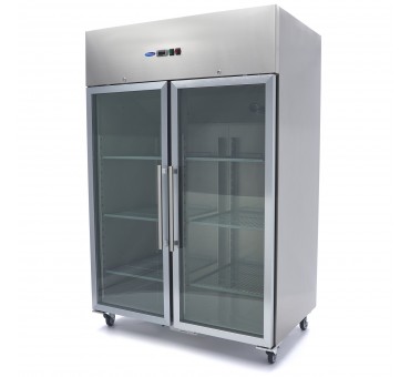 Réfrigérateur - 1200 L - 6 étagères réglables (2/1 GN) - acier inoxydable - avec porte en verre Maxima