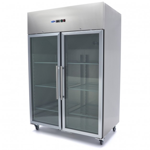Réfrigérateur - 1200 L - 6 étagères réglables (2/1 GN) - acier inoxydable - avec porte en verre Maxima