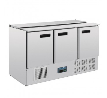 Comptoir de préparation réfrigéré avec tablette 3 portes 368 litres Comptoir de préparation réfrigéré avec tablette 3 portes 368 litres