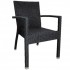 Lot de 4 fauteuils en rotin anthracite "effet osier" avec accoudoirs