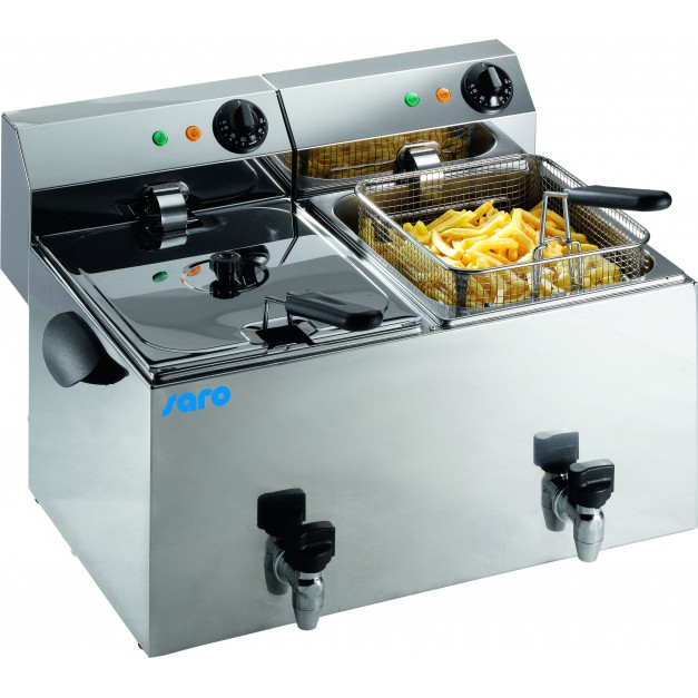 vertes Friteuse double électrique professionnelle commercial acier inox 2x 8L