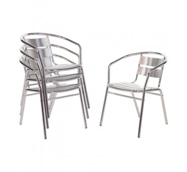 Lot de 4 Fauteuils de Terrasse en Aluminium Empilables – Extérieur Résistant et Sans Entretien Lot de 4 Fauteuils de Terrasse en Aluminium Empilables – Extérieur Résistant et Sans Entretien