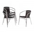 Lot de 4 fauteuils en rotin noir et aluminium empilable