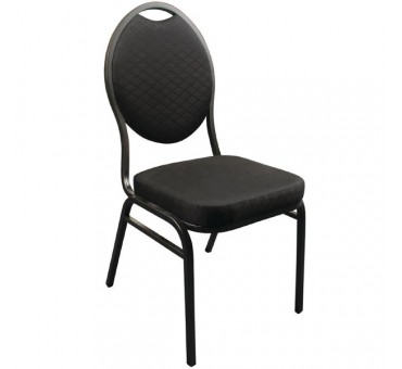 Lot de 4 chaises de banquet dossier oval en tissu noir Lot de 4 chaises de banquet dossier oval en tissu noir