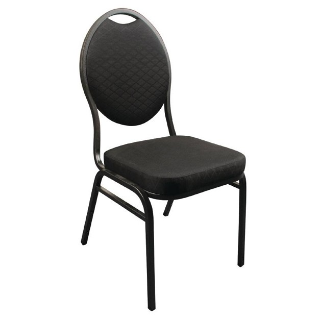 Lot de 4 chaises de banquet dossier oval en tissu noir