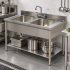 Plonge avec 2 bacs et étagere basse Prof 600