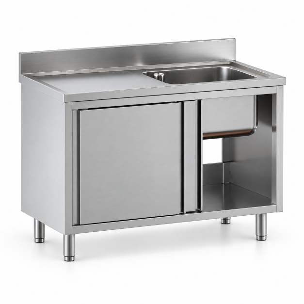 Plonge sur armoire porte Coulissante Bac a droite Prof 600