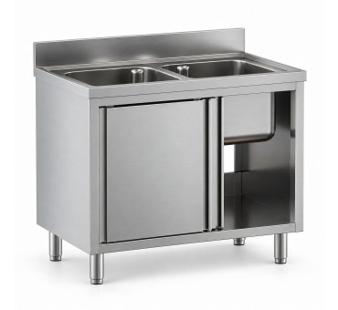 Plonge sur armoire porte Coulissante Double Bac Prof 600