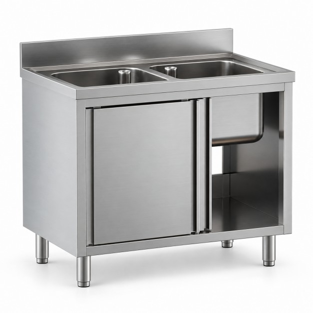 Plonge sur armoire porte Coulissante Double Bac Prof 700
