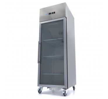 Réfrigérateur professionnel Maxima 600 L inox à porte vitrée