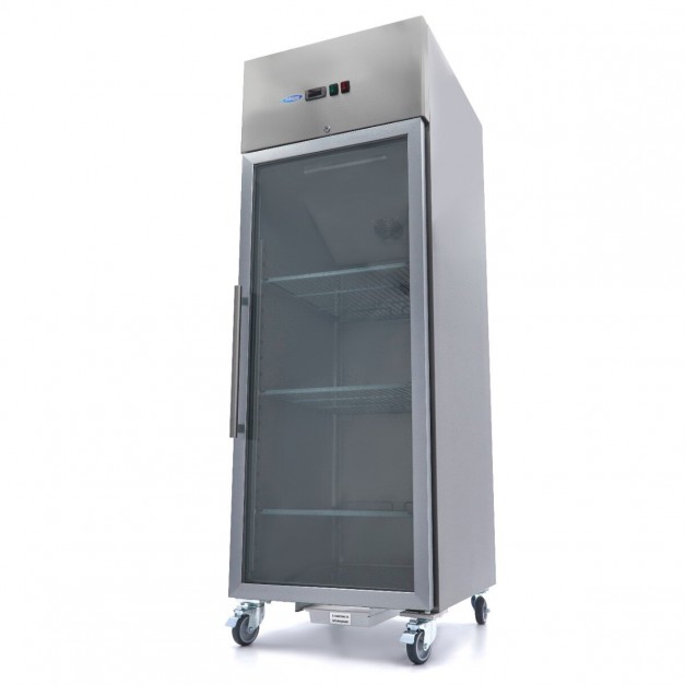 Réfrigérateur professionnel Maxima 600 L inox à porte vitrée