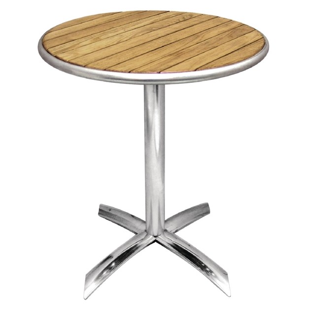 Table Ronde Bistro Bolero Gris – Plateau Acier Inoxydable 600 Mm, Pied Aluminium, Pour Intérieur/extérieur