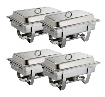 Chafing dish gn 1/1 inox complet avec 2 brûleurs lot de 4 Chafing dish gn 1/1 inox complet avec 2 brûleurs lot de 4