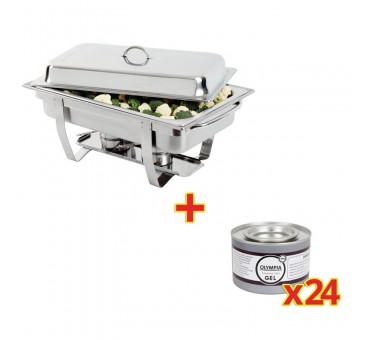 Chafing dish GN 1/1 inox + 24 Capsules Chafing dish GN 1/1 inox + 24 Capsules