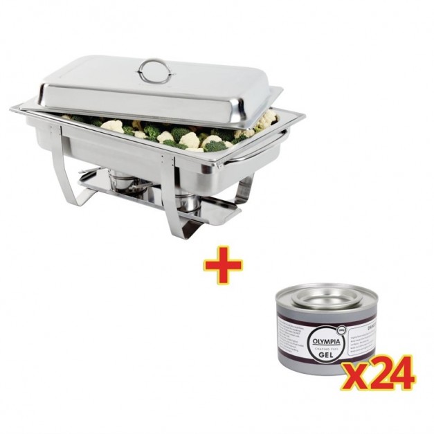 Chafing dish GN 1/1 inox + 24 Capsules