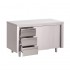 Table armoire inox avec portes coulissantes et 3 tiroirs Gastro M 1400 x 700 x 850mm