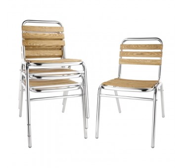 Lot de 4 chaises bistro en frêne et aluminium Bolero Lot de 4 chaises bistro en frêne et aluminium Bolero