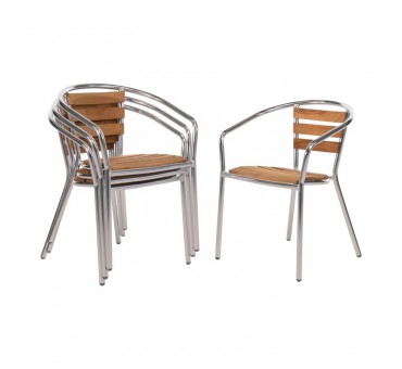 Lot de 4 fauteuils en frêne et aluminium 730mm Lot de 4 fauteuils en frêne et aluminium 730mm