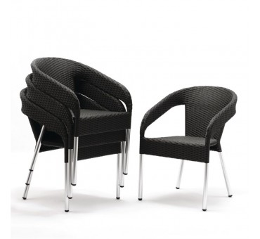 Lot de 4 fauteuils bistro en rotin Lot de 4 fauteuils bistro en rotin