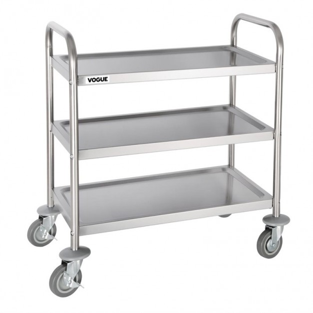Chariot de débarrassage inox 3 niveaux petite taille Vogue