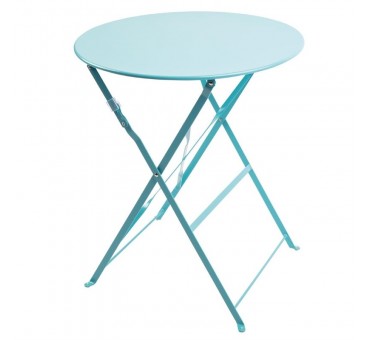 Table de terrasse ronde en acier Bolero bleu turquoise 595mm
