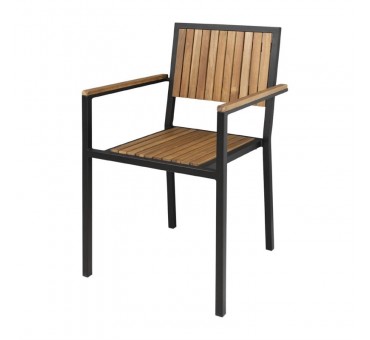 Fauteuils en acier et acacia Bolero (lot de 4) Fauteuils en acier et acacia Bolero (lot de 4)