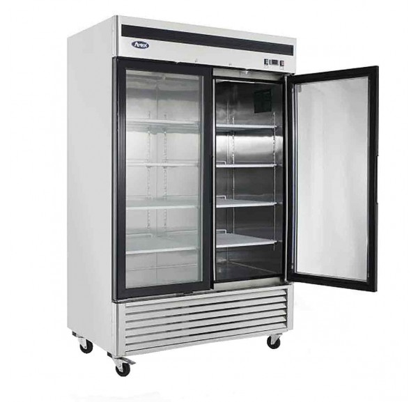 ARMOIRE NÉGATIVE 2 PORTES VITRÉES FINITION INOX