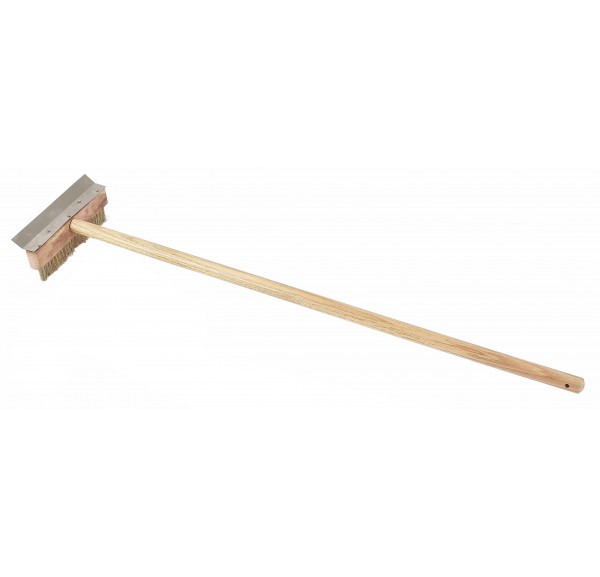 Brosse De Four à Pizza 120 Cm Avec Grattoir - Poils Laiton Doux - Poignée Aluminium Réglable