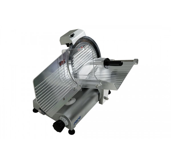 Saro - AS 250 Trancheuse à Jambon, Lame 250 mm, Épaisseur de coupe 0-11 mm, avec Pierre à Aiguiser, Corps en Alliage Léger, 230 V Saro - AS 250 Trancheuse à Jambon, Lame 250 mm, Épaisseur de coupe 0-11 mm, avec Pierre à Aiguiser, Corps en Alliage Léger, 230 V