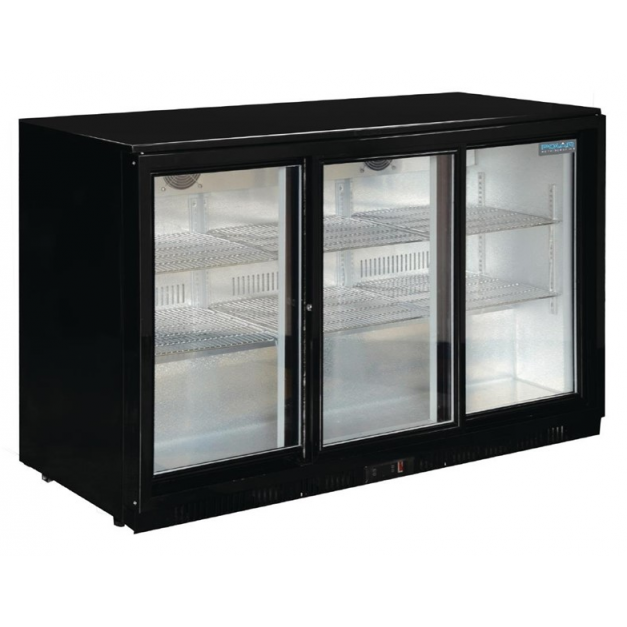 Arrière-bar trois portes coulissantes Polar Série G noir 330L