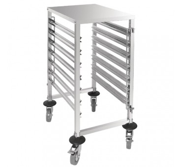 Echelle gastronorme 7 niveaux inox avec plan de travail Echelle gastronorme 7 niveaux inox avec plan de travail