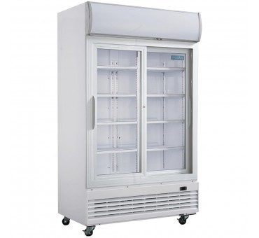 Armoire réfrigérée 2 portes vitrées coulissantes avec caisson lumineux Polar Série G 950L Armoire réfrigérée 2 portes vitrées coulissantes avec caisson lumineux Polar Série G 950L