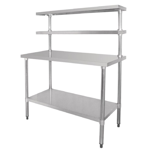 Table inox de préparation avec étagères standard 1200 ou 1800