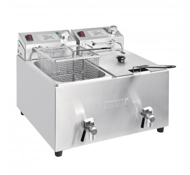 Friteuse double Buffalo - 2 x 8L 2,9kW avec minuterie Friteuse double Buffalo - 2 x 8L 2,9kW avec minuterie