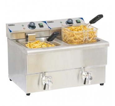 Friteuse électrique professsionnelle avec vanne de vidange 2 x 8 litres Casselin Friteuse électrique professsionnelle avec vanne de vidange 2 x 8 litres Casselin