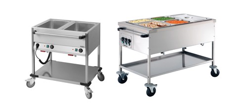 Chariot bain-marie électrique professionnel | 2 ou 3 bacs GN, service mobile CHR