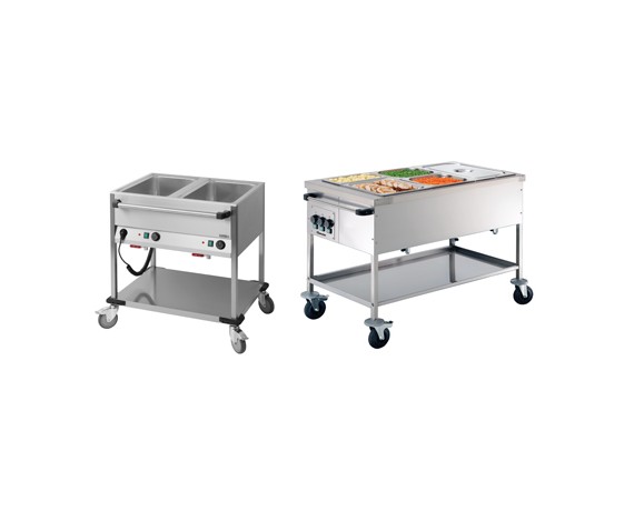 Chariot bain-marie électrique professionnel | 2 ou 3 bacs GN, service mobile CHR