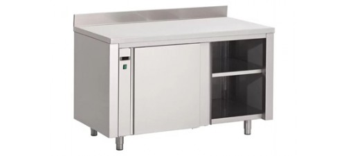Meuble bas chauffant inox professionnel CHR | 600/700, portes coulissantes